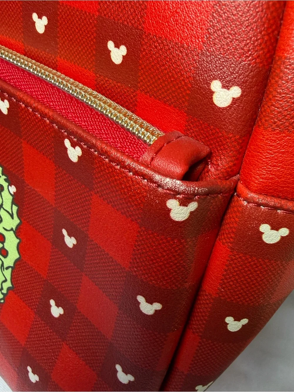 Disney Mickey & Minnie Holiday Plaid Red Mini Backpack